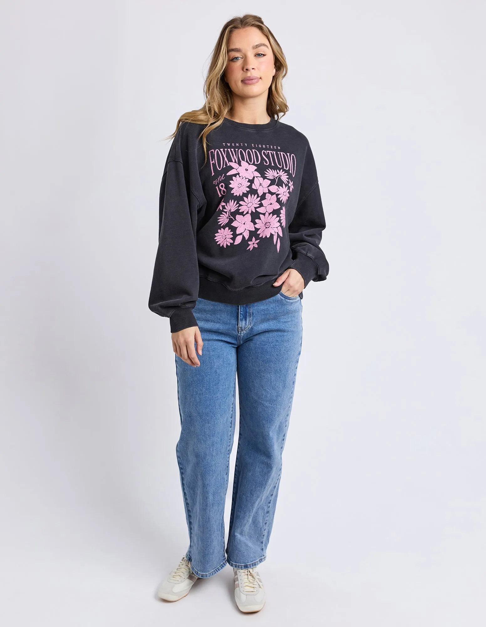 Floret Oversized Crew Black sold by Foxwood Clothing product image thumbnail 2