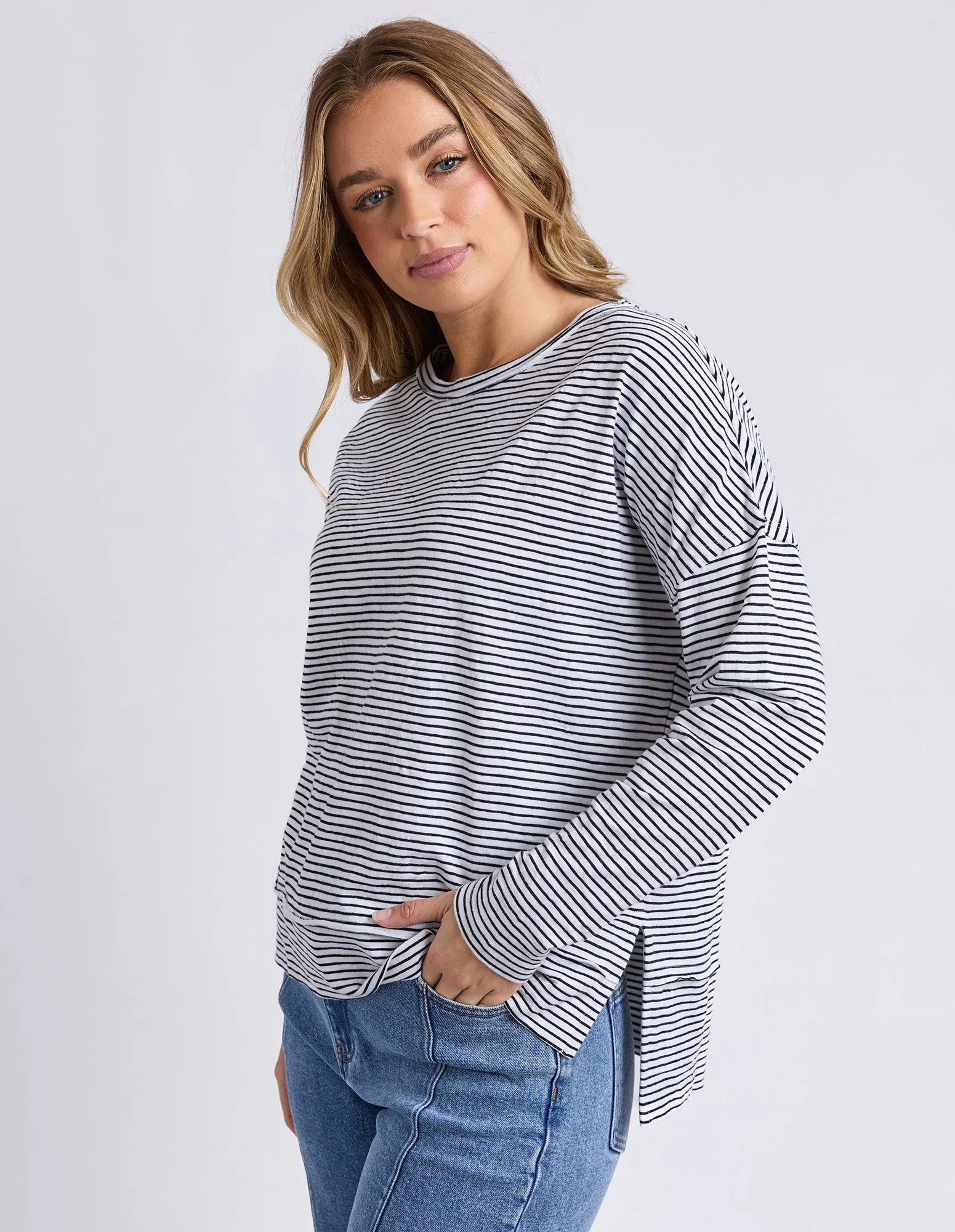 Eddie Stripe Top Black & White Stripe sold by Foxwood Clothing product image thumbnail 4