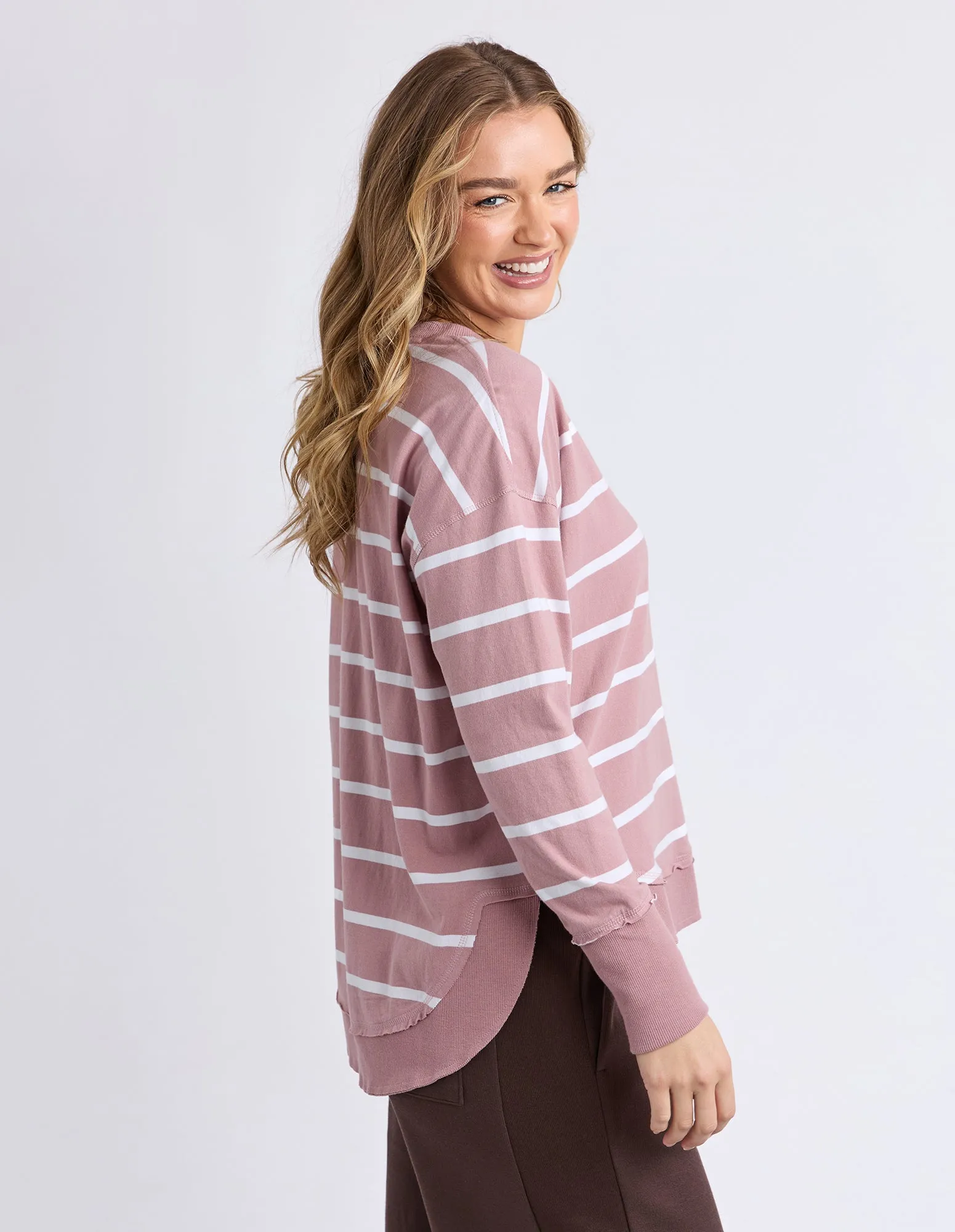 Farrah Stripe Long Sleeve Woodrose/White Stripe sold by Foxwood Clothing product image thumbnail 4