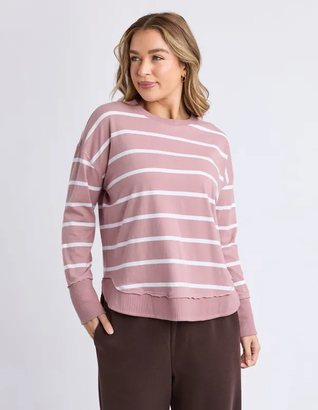 Farrah Stripe Long Sleeve Woodrose/White Stripe made by Foxwood Clothing