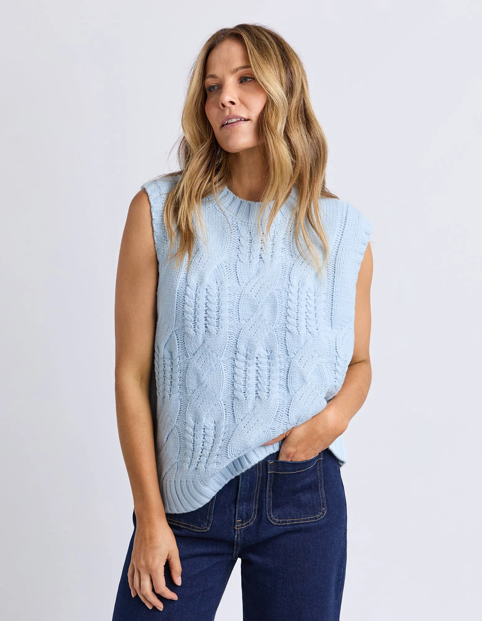 Josie Knit Top Ice Blue sold by Foxwood Clothing