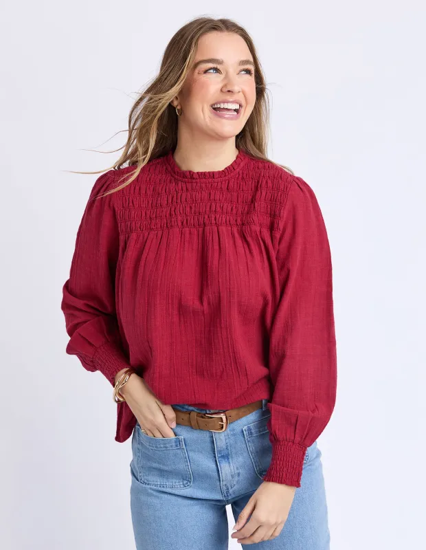 Whitney Top Rhubarb Red made by Foxwood Clothing