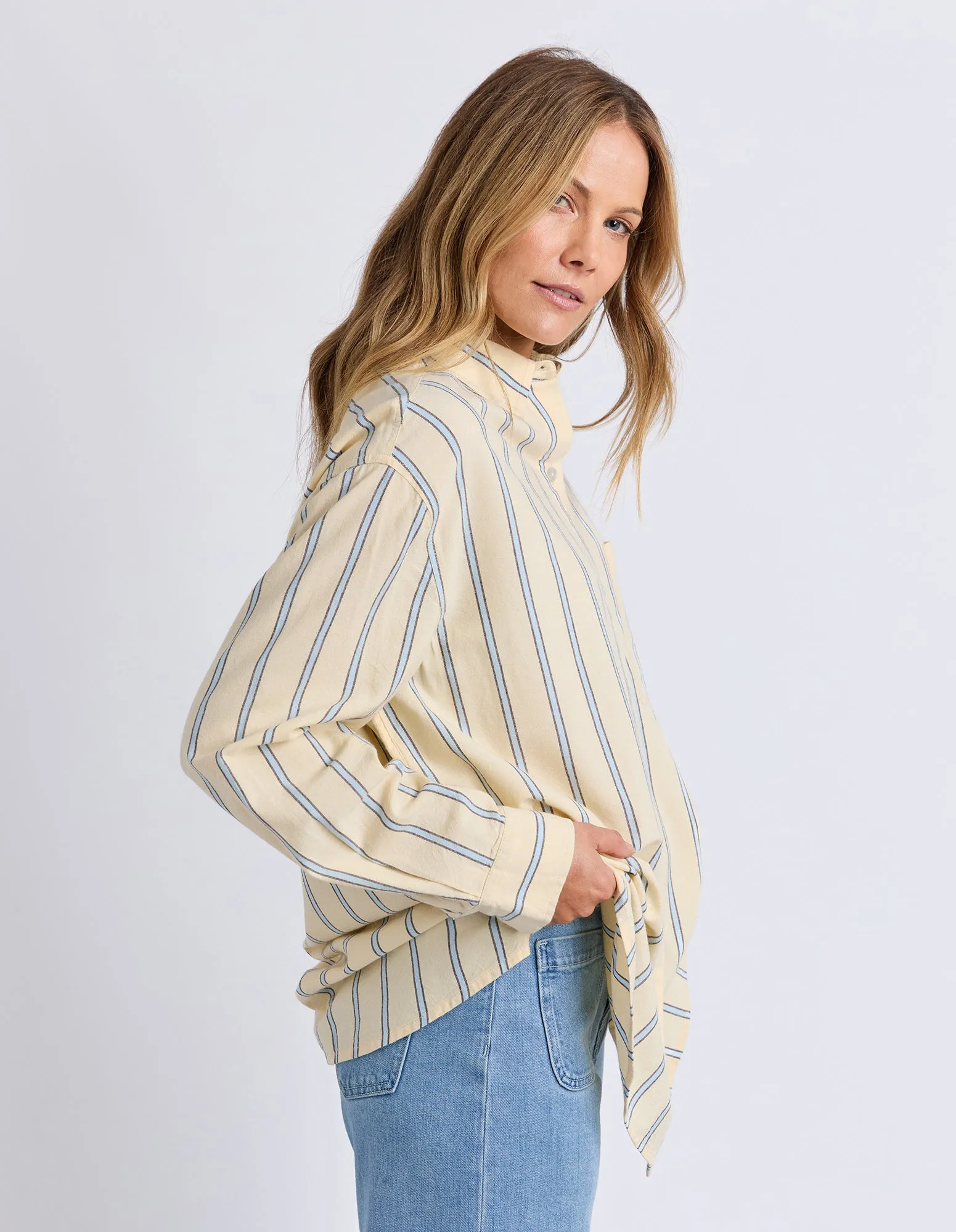 Sadie Shirt Lemon/Blue/Coffee Stripe sold by Foxwood Clothing product image thumbnail 5