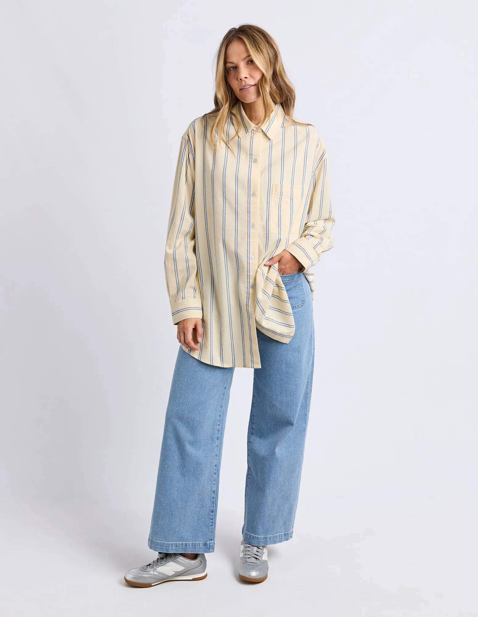 Sadie Shirt Lemon/Blue/Coffee Stripe sold by Foxwood Clothing product image thumbnail 3