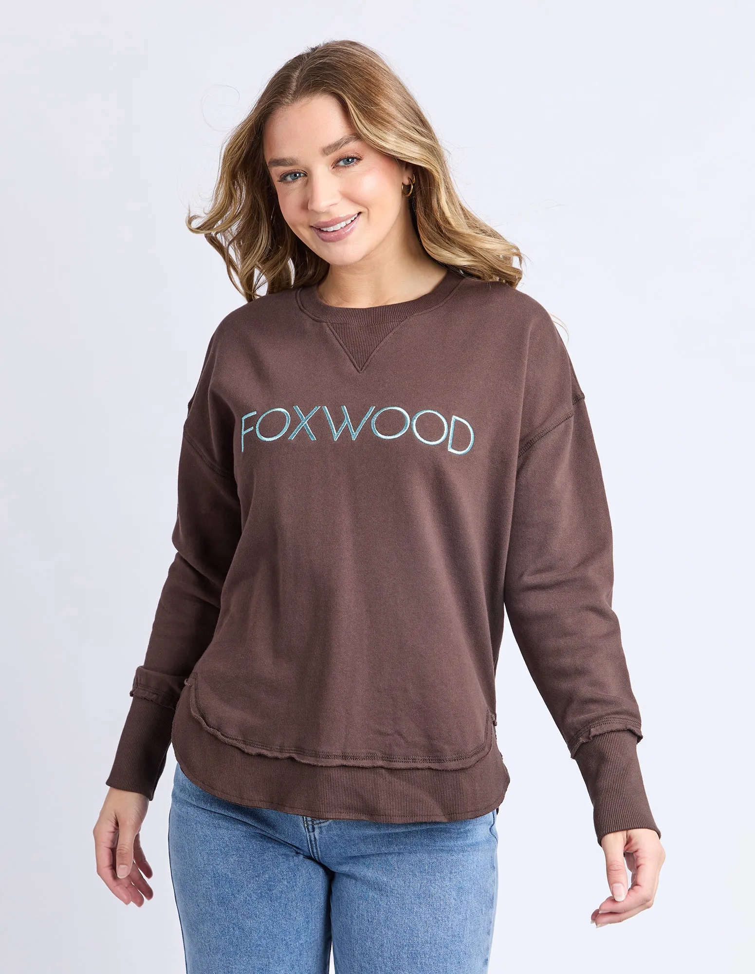 Simplified Metallic Crew Coffee/Light Blue sold by Foxwood Clothing