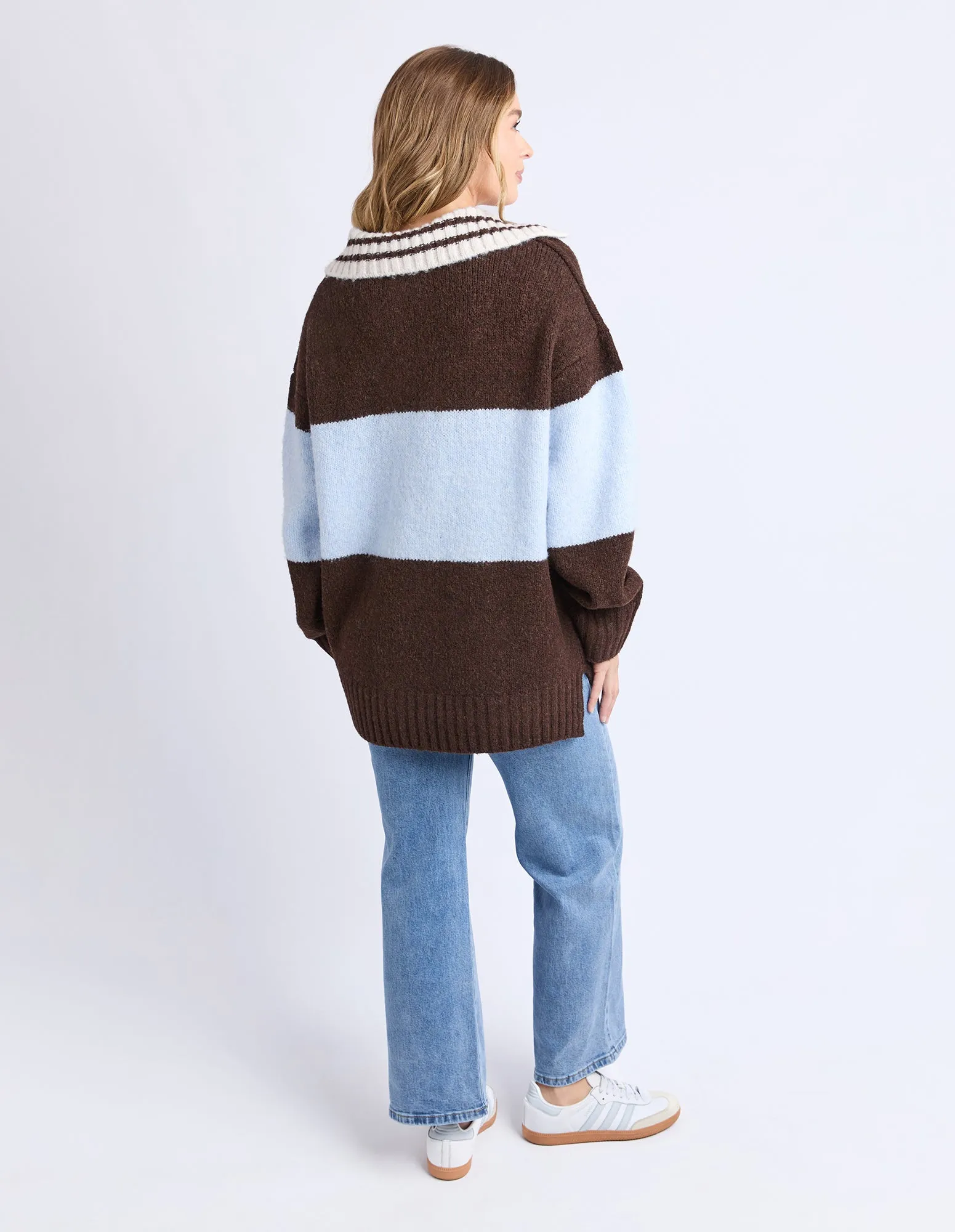 Candice Knit Crew Coffee/Blue sold by Foxwood Clothing product image thumbnail 4