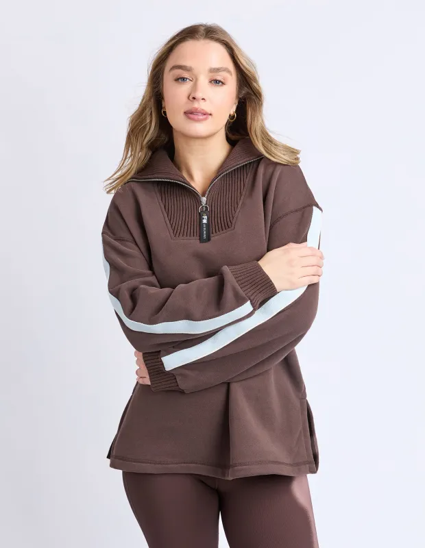 Knit Collar Crew Coffee made by Foxwood Clothing