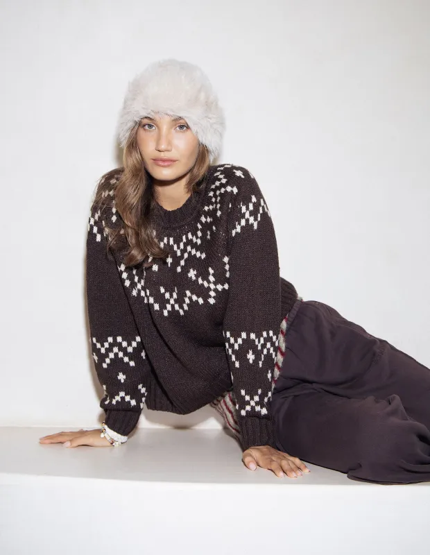 Polar Knit Crew Coffee made by Foxwood Clothing