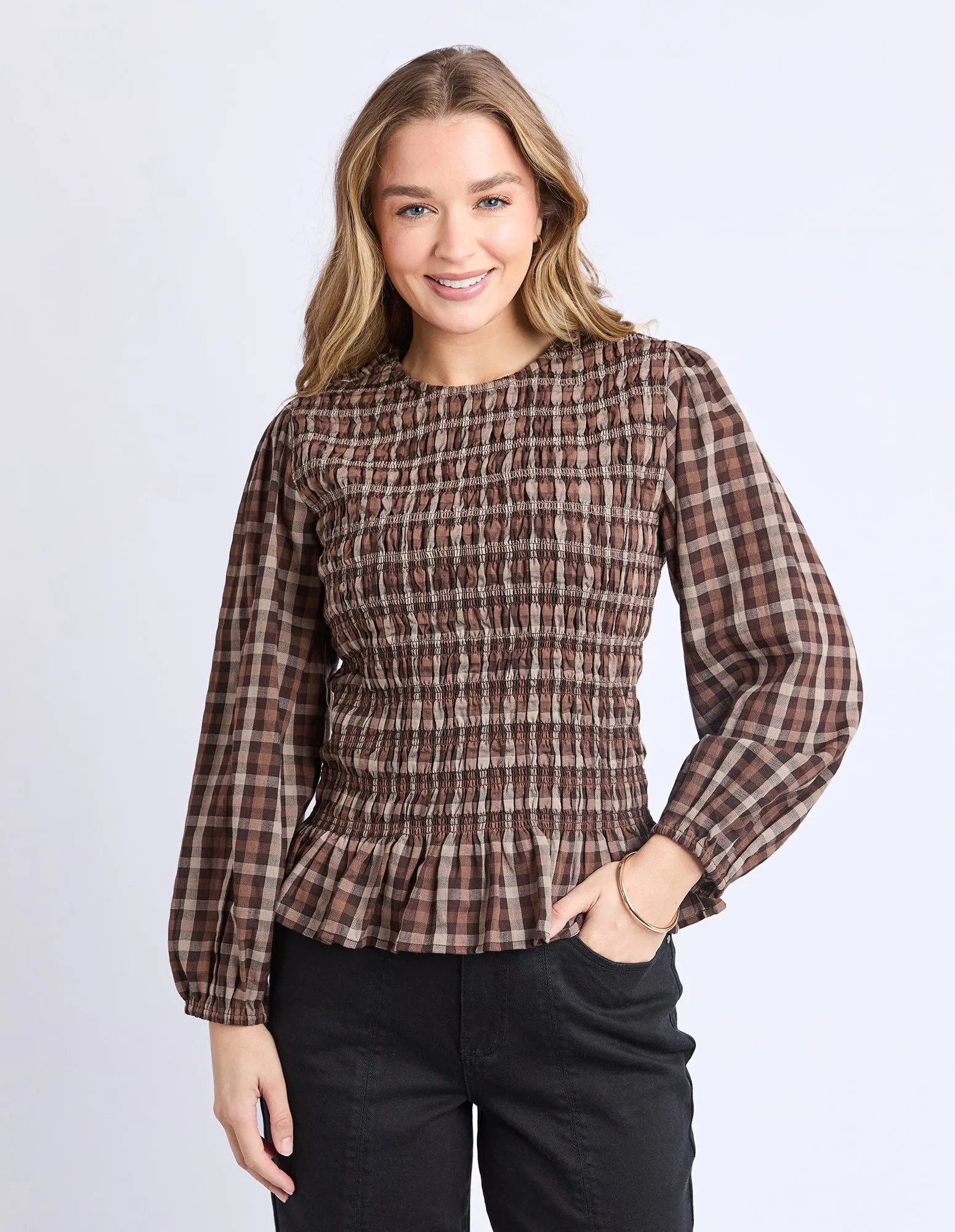 Coco Check Top Coffee Check sold by Foxwood Clothing