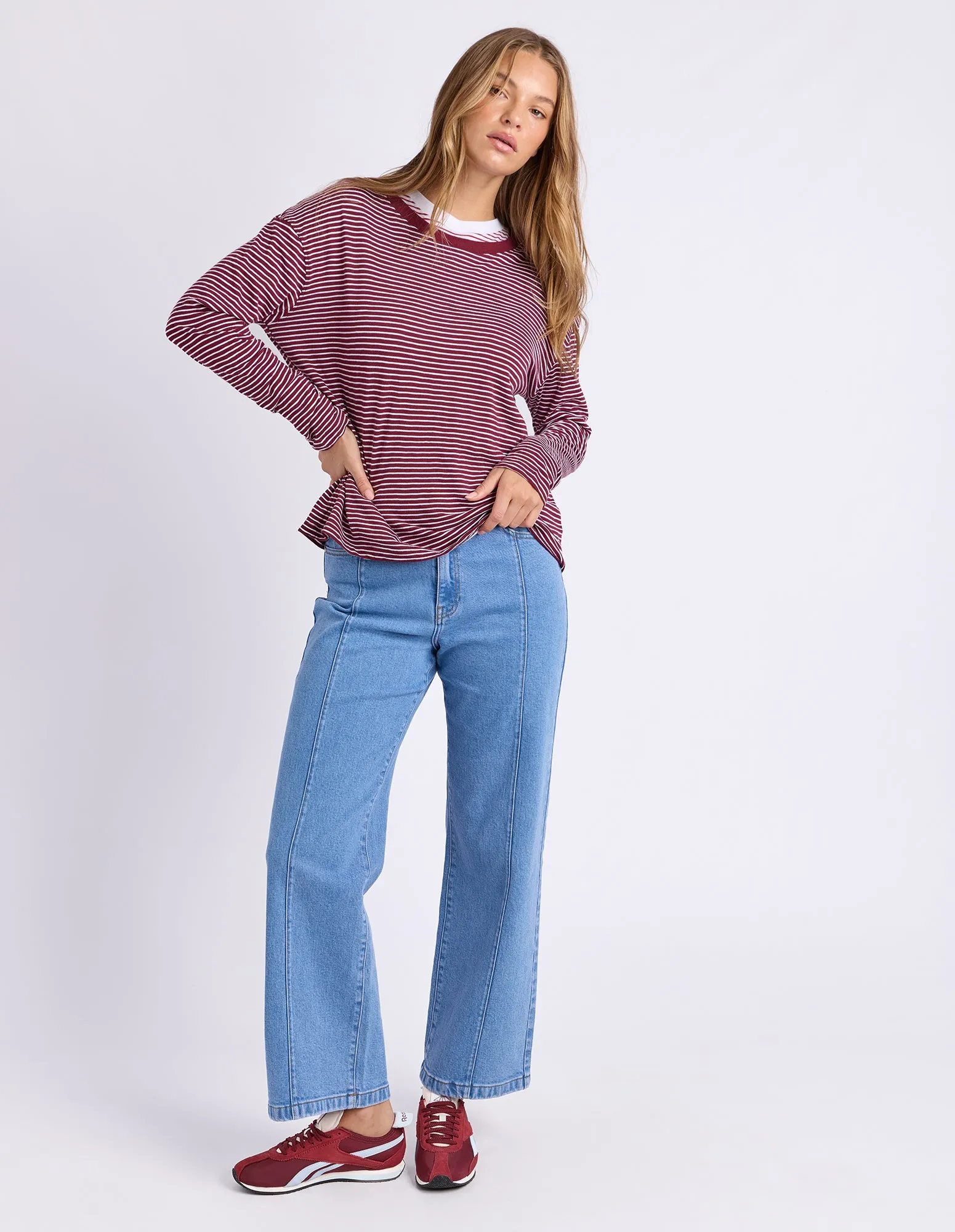 Hutch Long Sleeve Tee Wine/White Stripe sold by Foxwood Clothing product image thumbnail 2