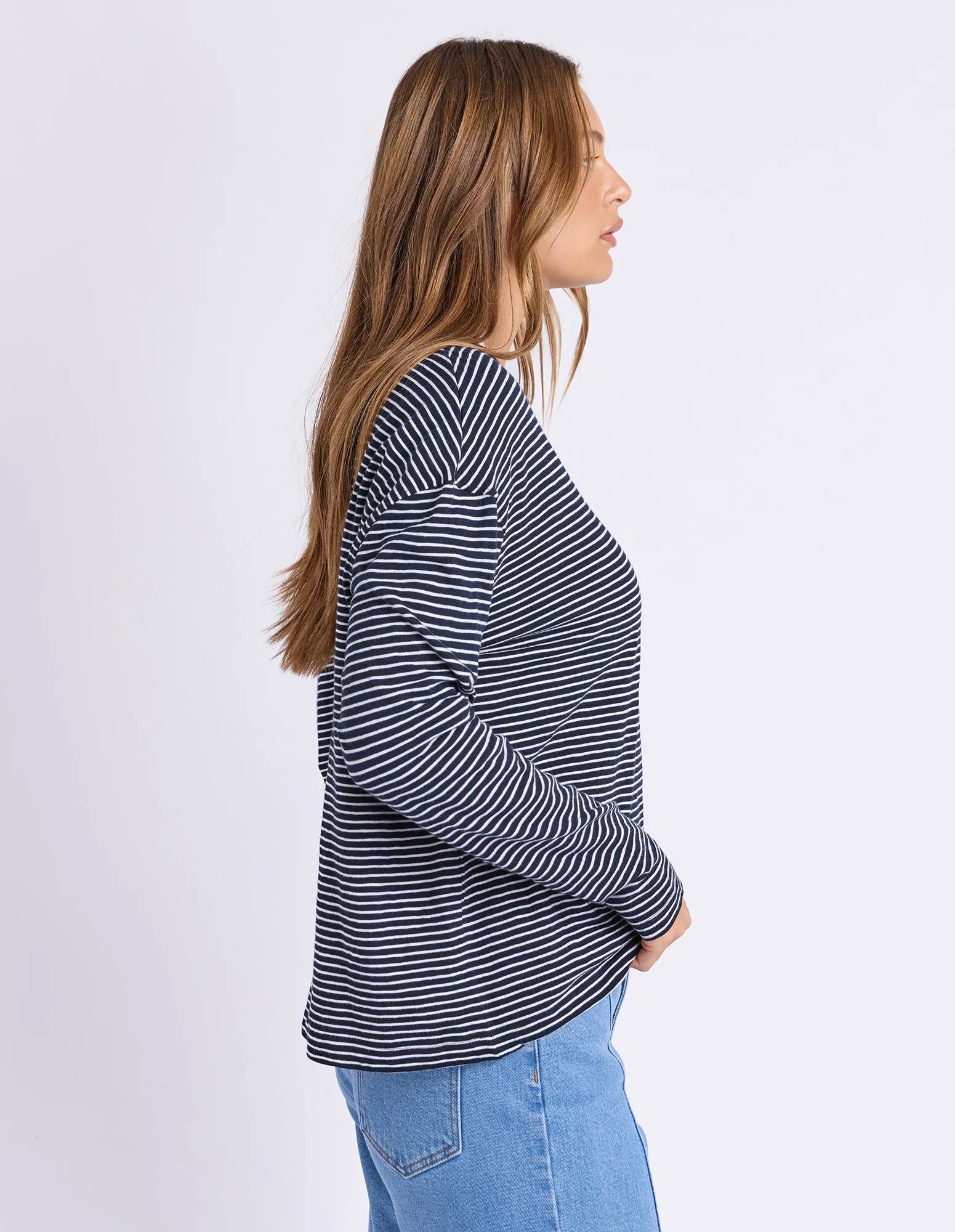 Hutch Long Sleeve Tee Navy/White Stripe sold by Foxwood Clothing product image thumbnail 4
