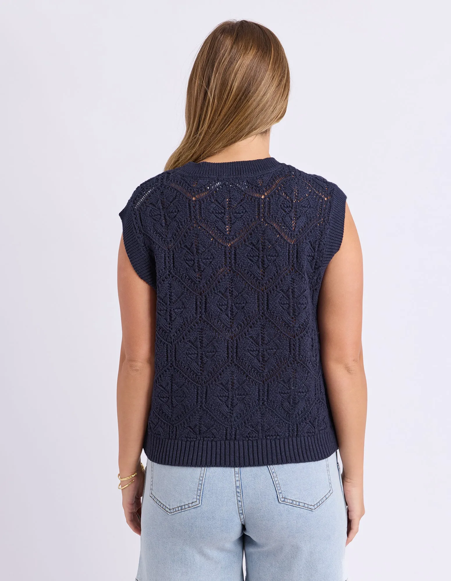 Luna Knit Vest Dark Sapphire sold by Foxwood Clothing product image thumbnail 3