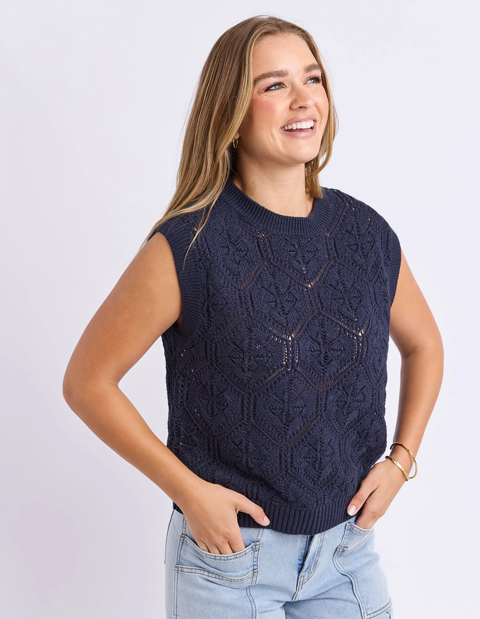 Luna Knit Vest Dark Sapphire sold by Foxwood Clothing product image thumbnail 4
