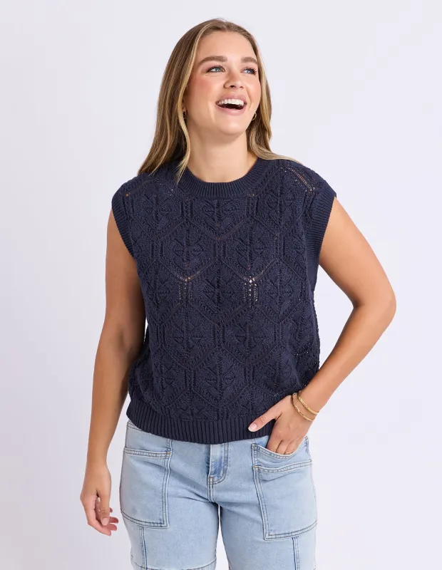 Luna Knit Vest Dark Sapphire made by Foxwood Clothing