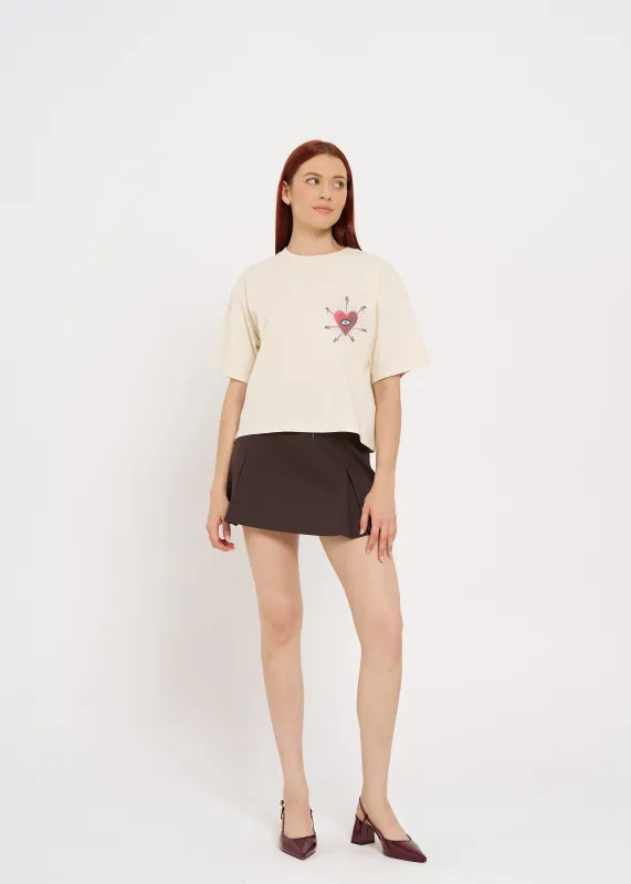 Bleeding Heart Ivory Tee sold by Maku the Label