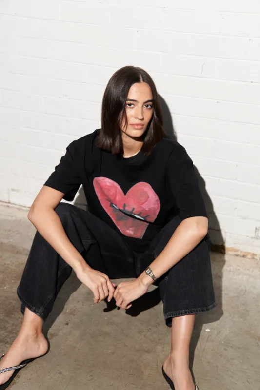 Burgundy Hearts Club Oversize Tee sold by Maku the Label