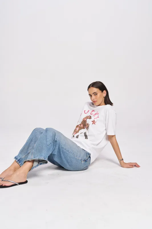 Western Lucky Oversize Tee sold by Maku the Label