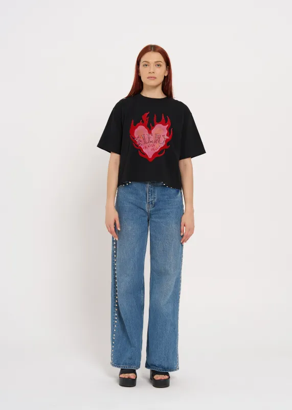 Fiery Boxy Crop Tee sold by Maku the Label