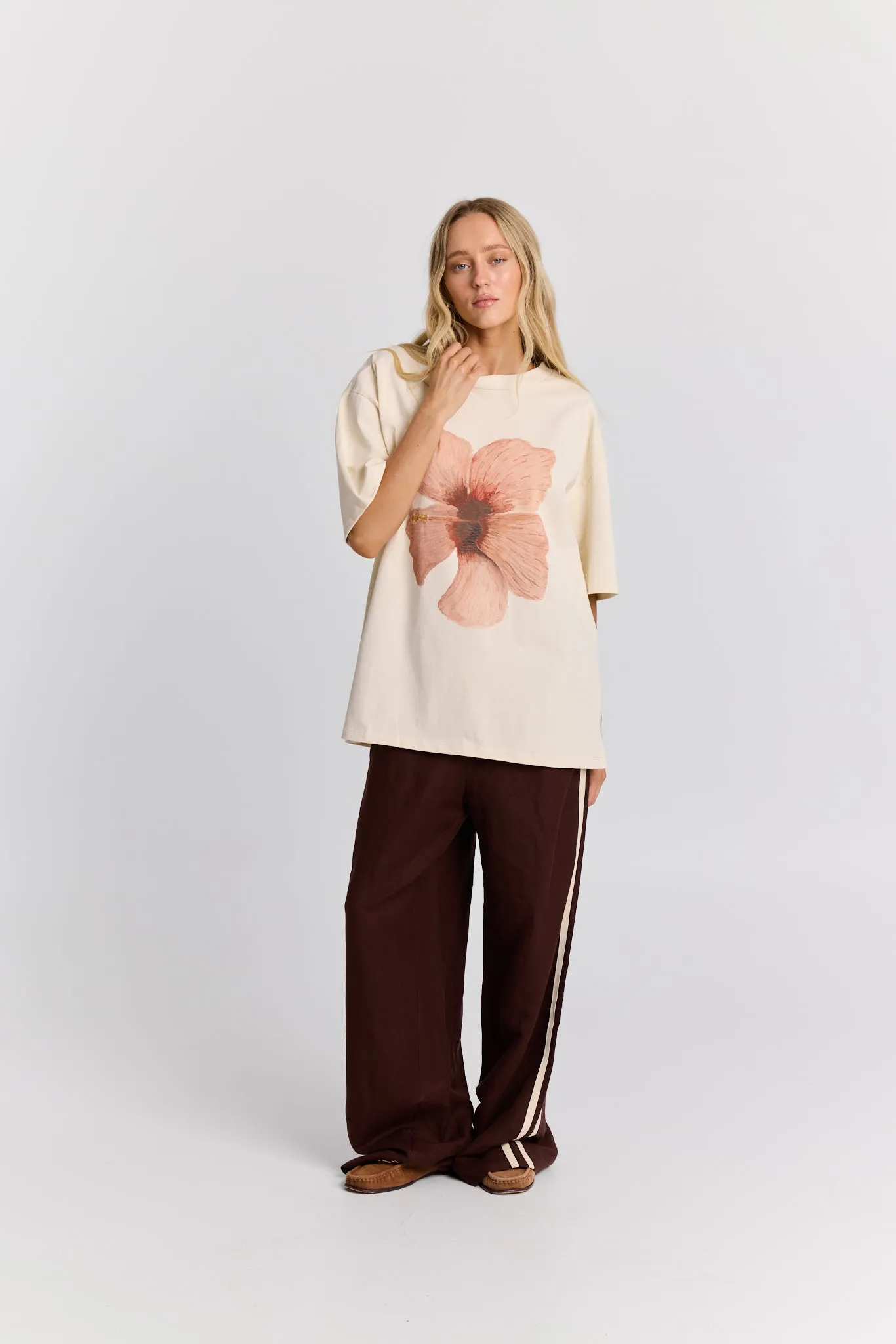 Burgundy Hibiscus Oversize Tee sold by Maku the Label