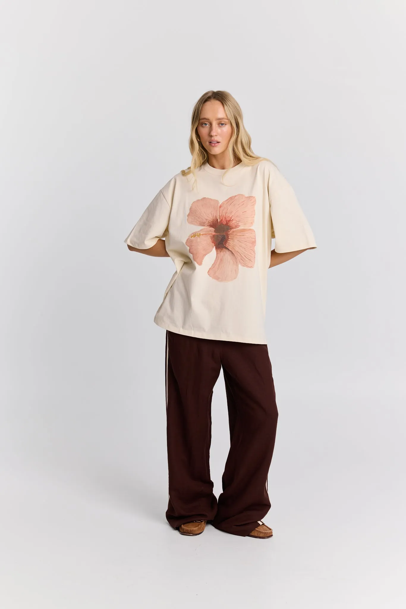 Burgundy Hibiscus Oversize Tee sold by Maku the Label product image thumbnail 3