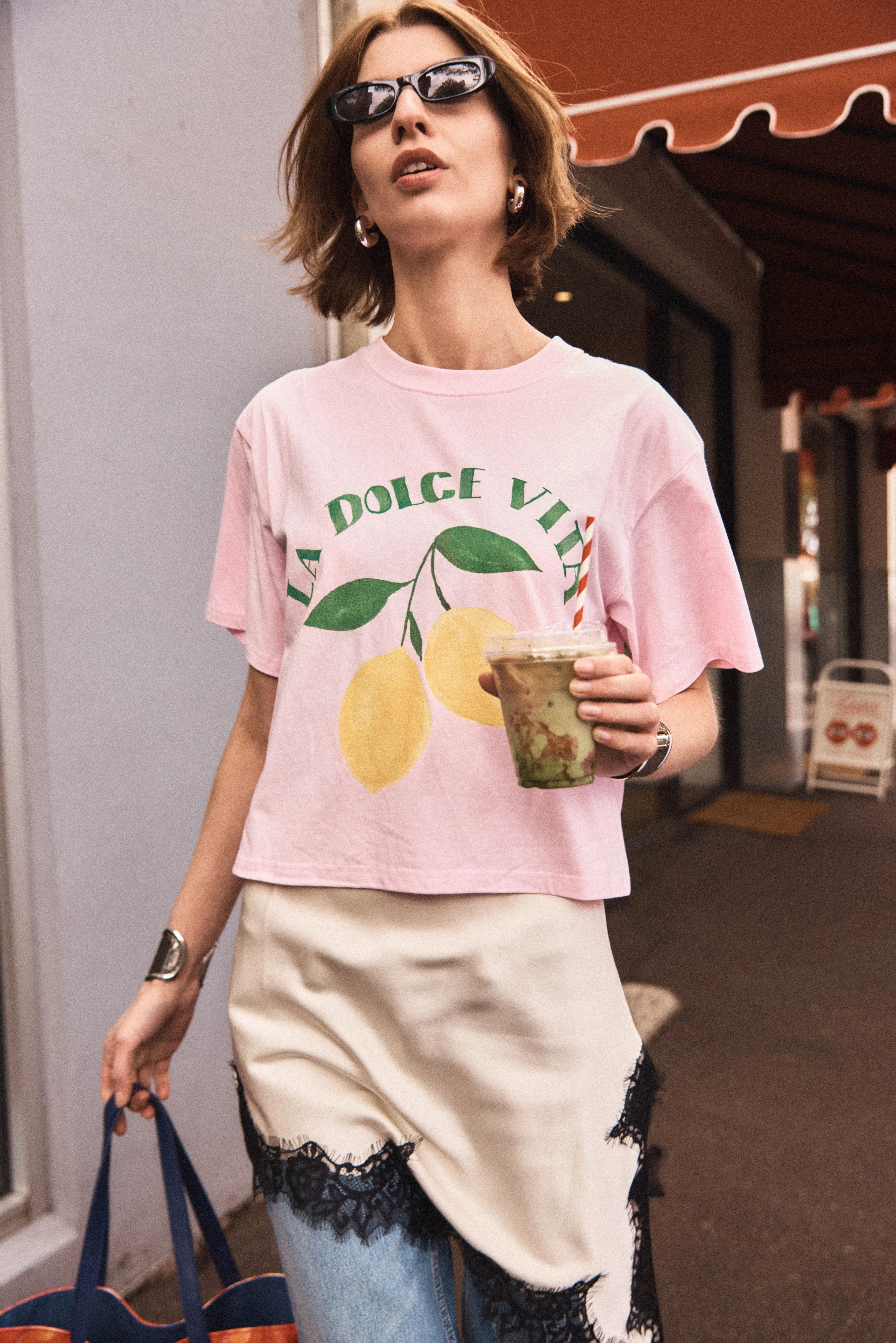 Lemon Dolce Vita Boxy Crop Tee sold by Maku the Label