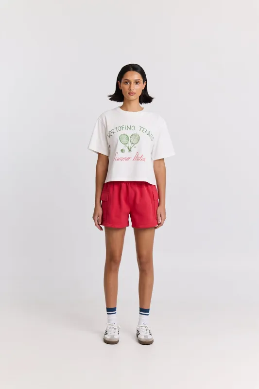 Portofino Tennis Boxy Crop Tee sold by Maku the Label
