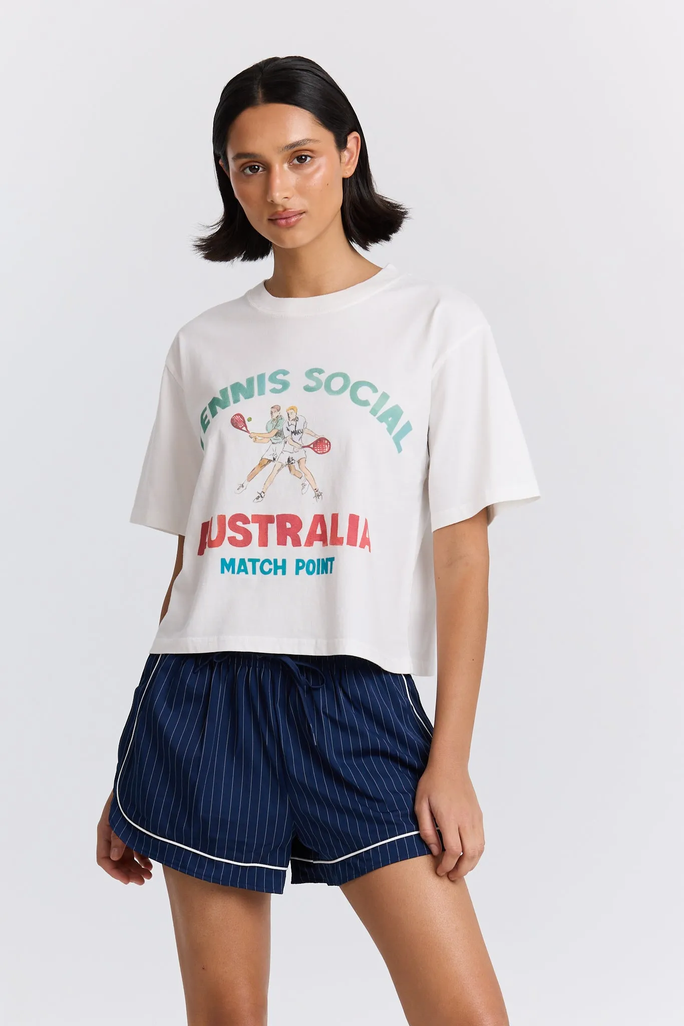 Tennis Social Boxy Crop Tee sold by Maku the Label