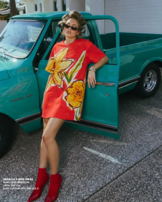 Sriracha T-Shirt Dress made by Maku the Label