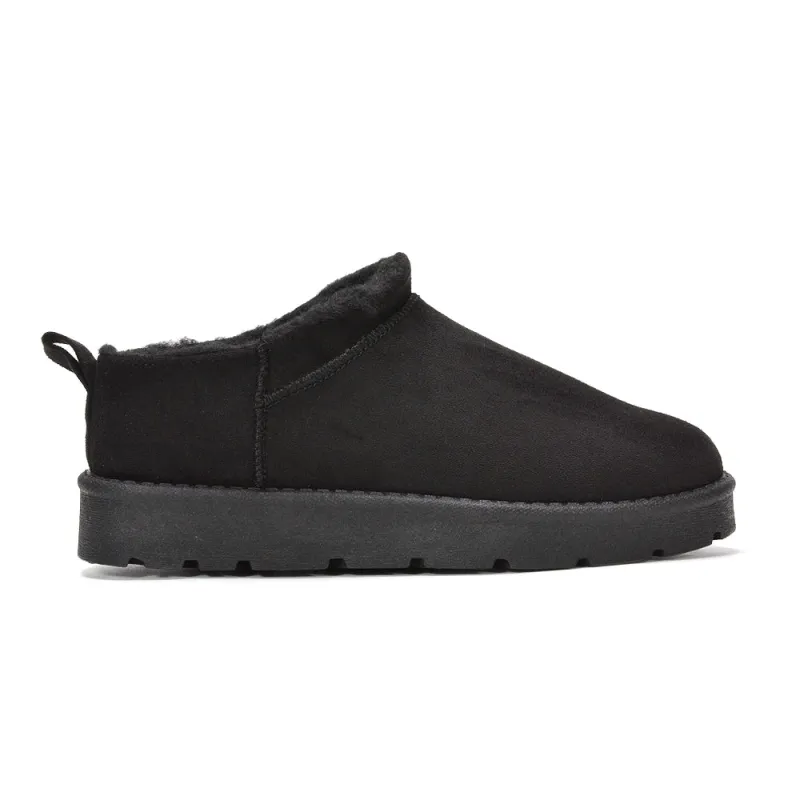 Tayla Flat Ankle Fur Lined Snug Ultra Mini Boots in Black made by XYlondon