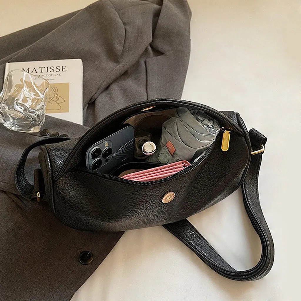 Leanne Crossbody Shoulder Strap Magnetic Clasp Faux Leather Bag in Beige sold by XYlondon product image thumbnail 4