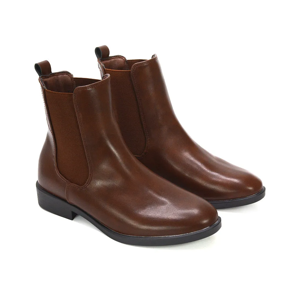 Hollie Women's Flat Chelsea Ankle Boots With Elasticated Gussets in Brown Synthetic Leather sold by XYlondon product image thumbnail 2