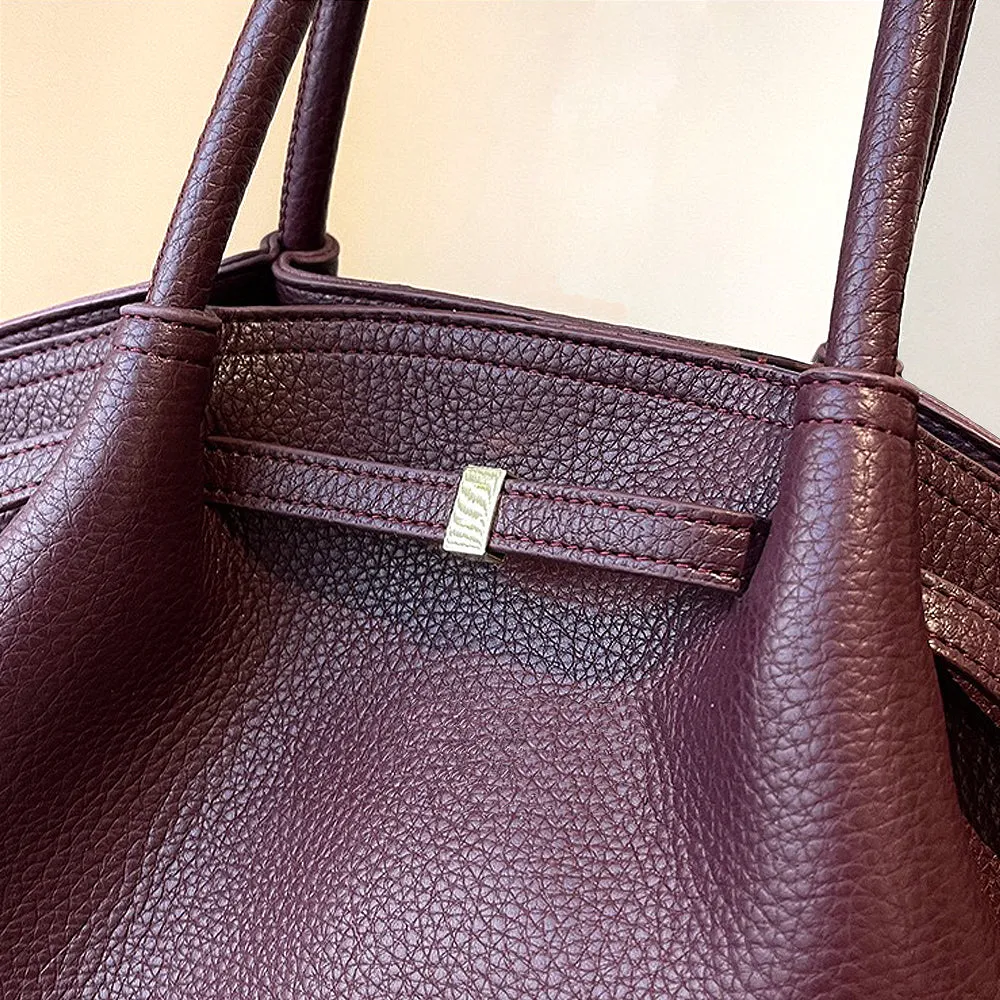 Billie Large Slouchy Shoulder Tote Handbag With Gold Detailing in Burgundy sold by XYlondon product image thumbnail 5