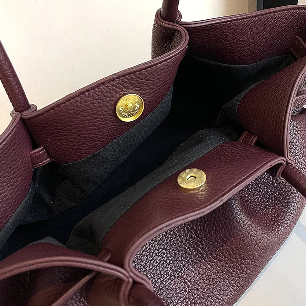 Billie Large Slouchy Shoulder Tote Handbag With Gold Detailing in Burgundy sold by XYlondon product image thumbnail 4