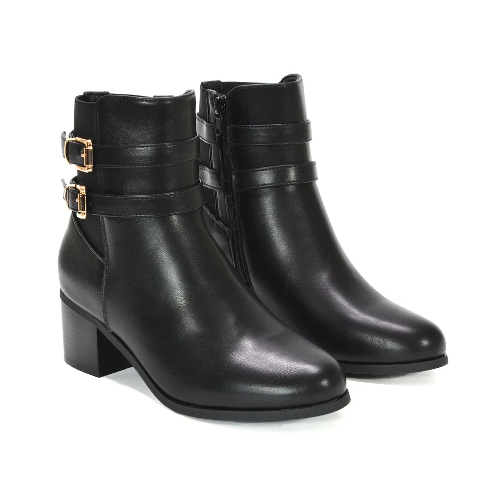 Felicity Wide Fit Elasticated Ankle Boots With Low Block Heel in Black Synthetic Leather sold by XYlondon product image thumbnail 5