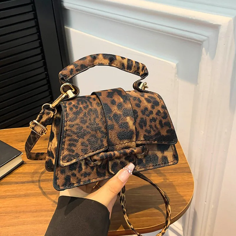 Kassie Trendy Small Top Handle Handbag For Women With Crossbody Strap in Leopard Pattern sold by XYlondon