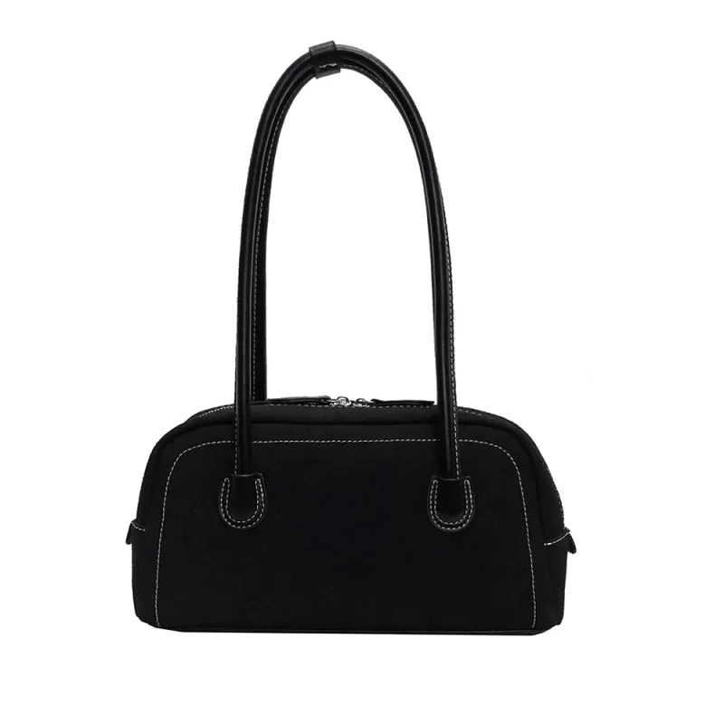 Alex Women's Everyday Shoulder Purse Handbag in Black Faux Suede sold by XYlondon