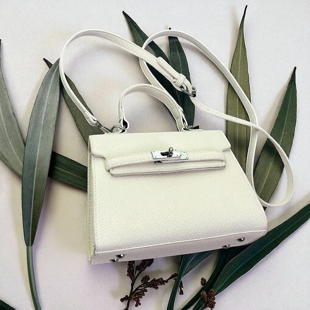 Fleur Mini Tote Bag With Adjustable Crossbody Strap in White sold by XYlondon