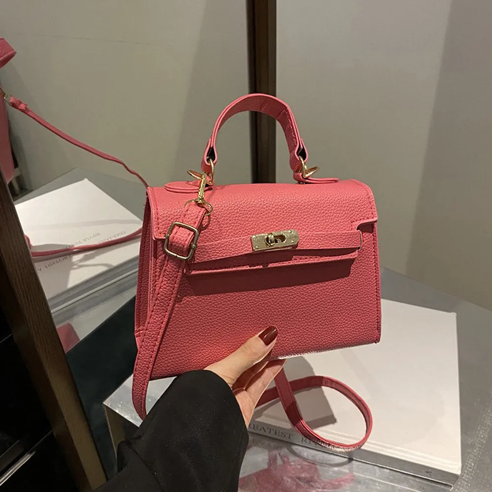 Maeva Structured Top Handle Small Crossbody Tote Bag in Rose Pink sold by XYlondon product image thumbnail 2