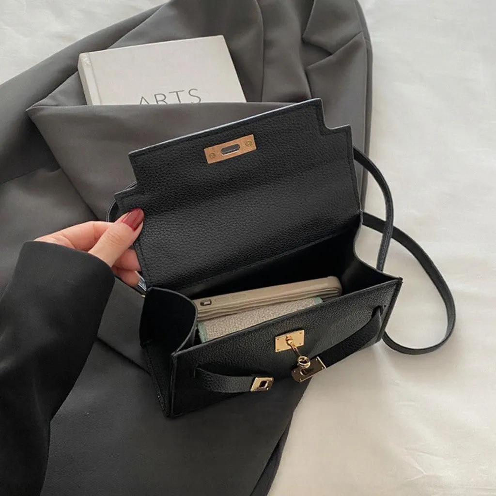 Maeva Structured Top Handle Small Crossbody Tote Bag in Black sold by XYlondon product image thumbnail 5