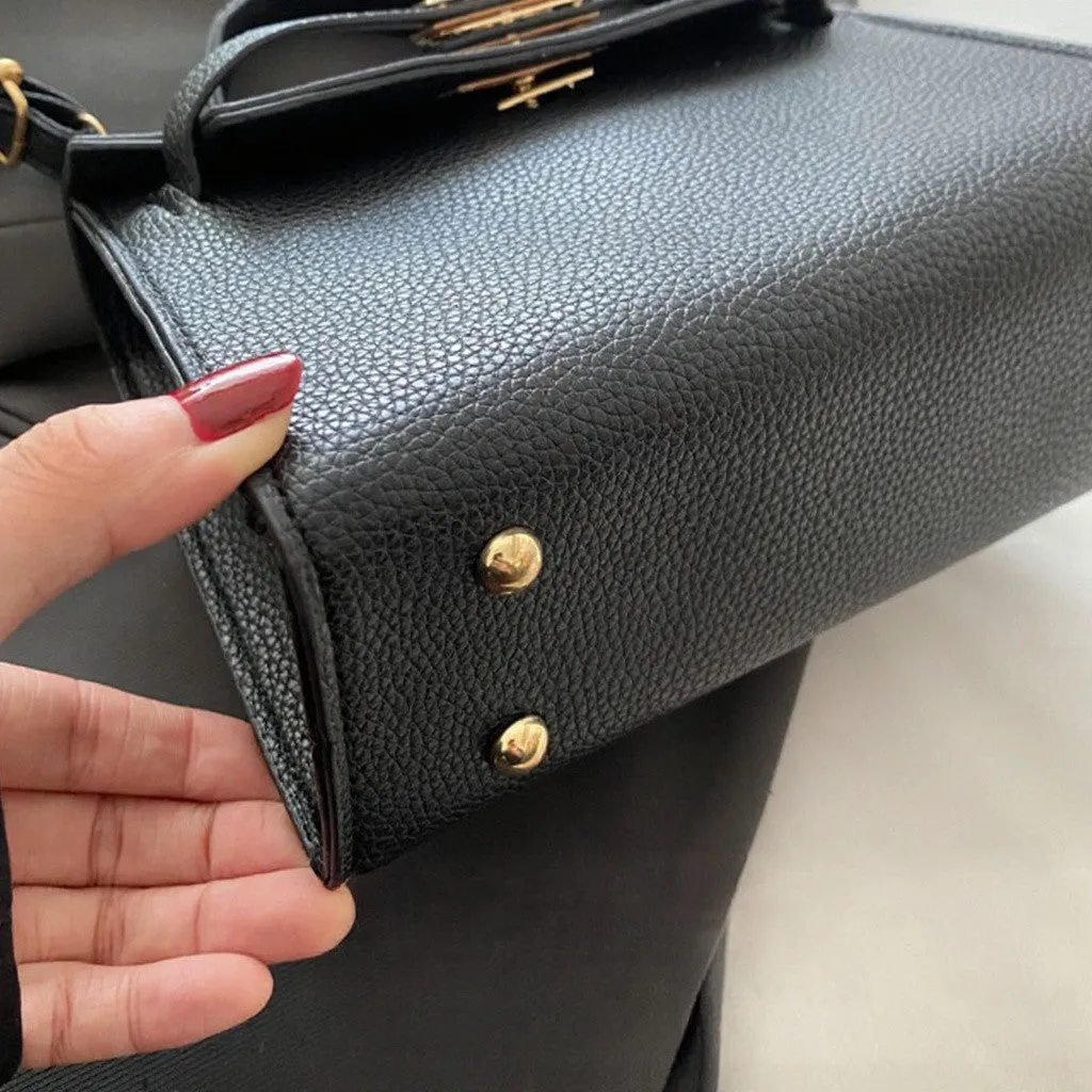 Maeva Structured Top Handle Small Crossbody Tote Bag in Black sold by XYlondon product image thumbnail 3