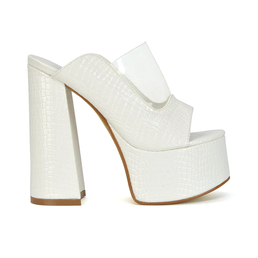 Saorise Perspex Strappy Block High Heel Platform High Heel Mules In Tan sold by XYlondon product image thumbnail 5