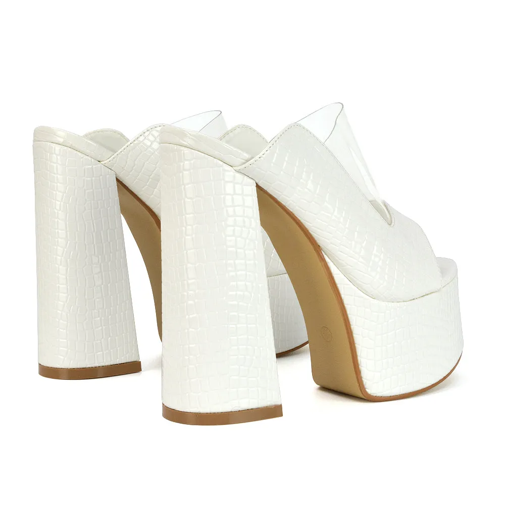 Saorise Perspex Strappy Block High Heel Platform High Heel Mules In White sold by XYlondon product image thumbnail 3