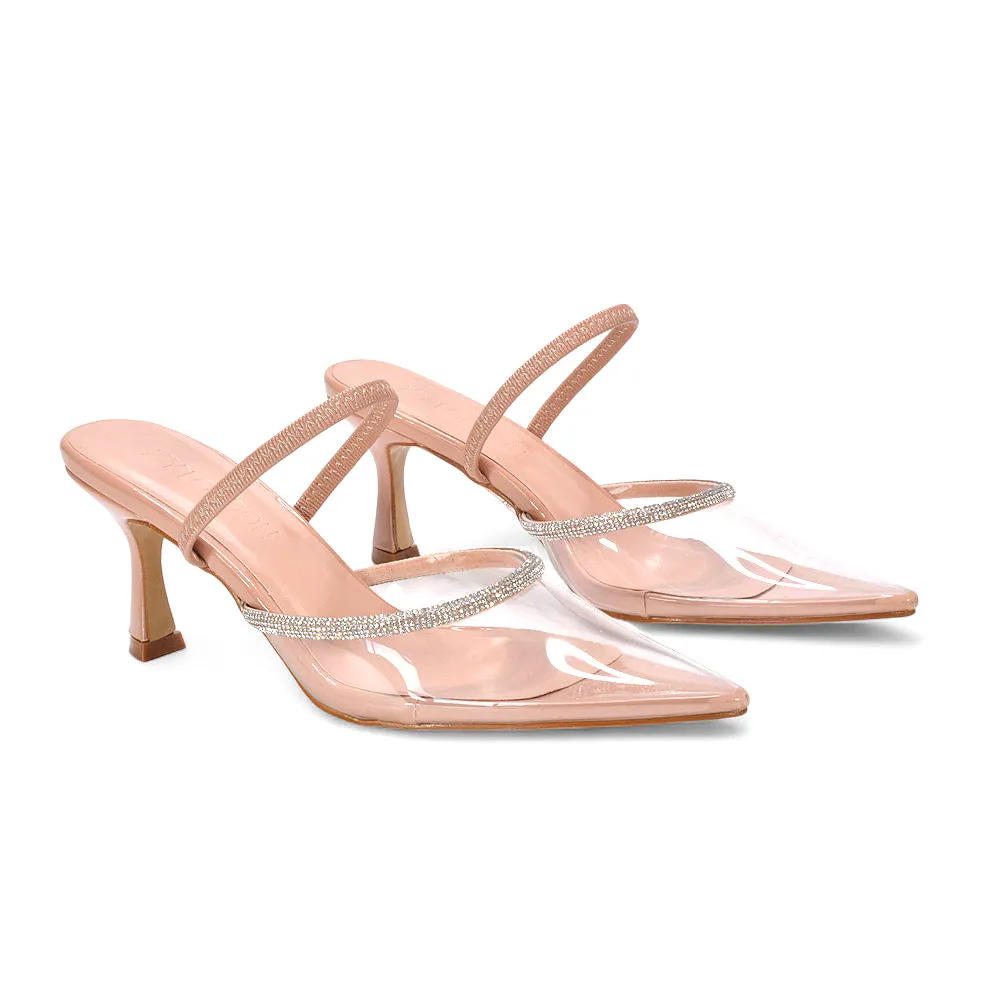 Arden Women's Diamante Slingback Closed Toe Stiletto Heel Court Shoes in Nude Patent sold by XYlondon product image thumbnail 5