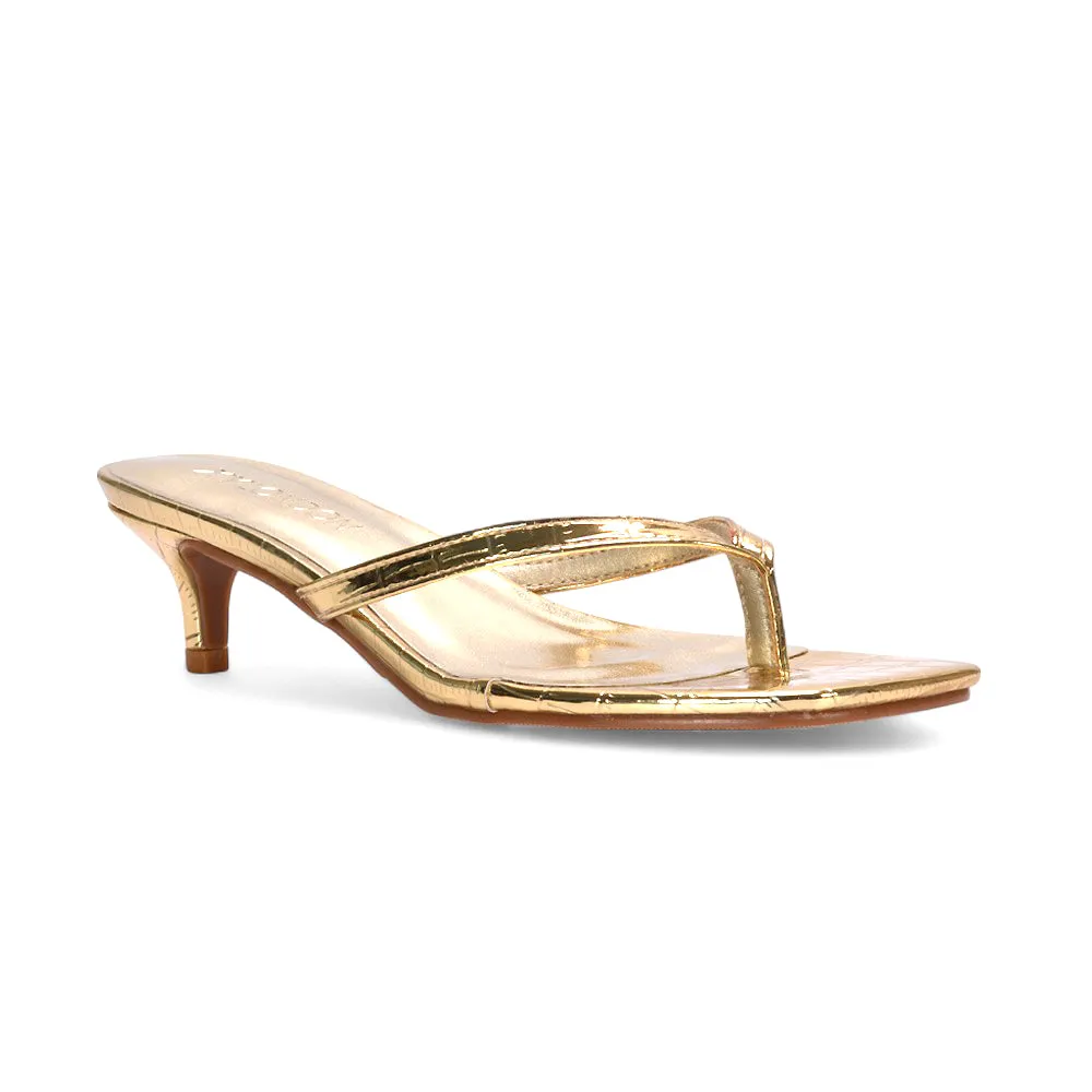 Ava Square Toe Kitten Heel Flip Flop Low Heeled Sandals in Gold sold by XYlondon product image thumbnail 3