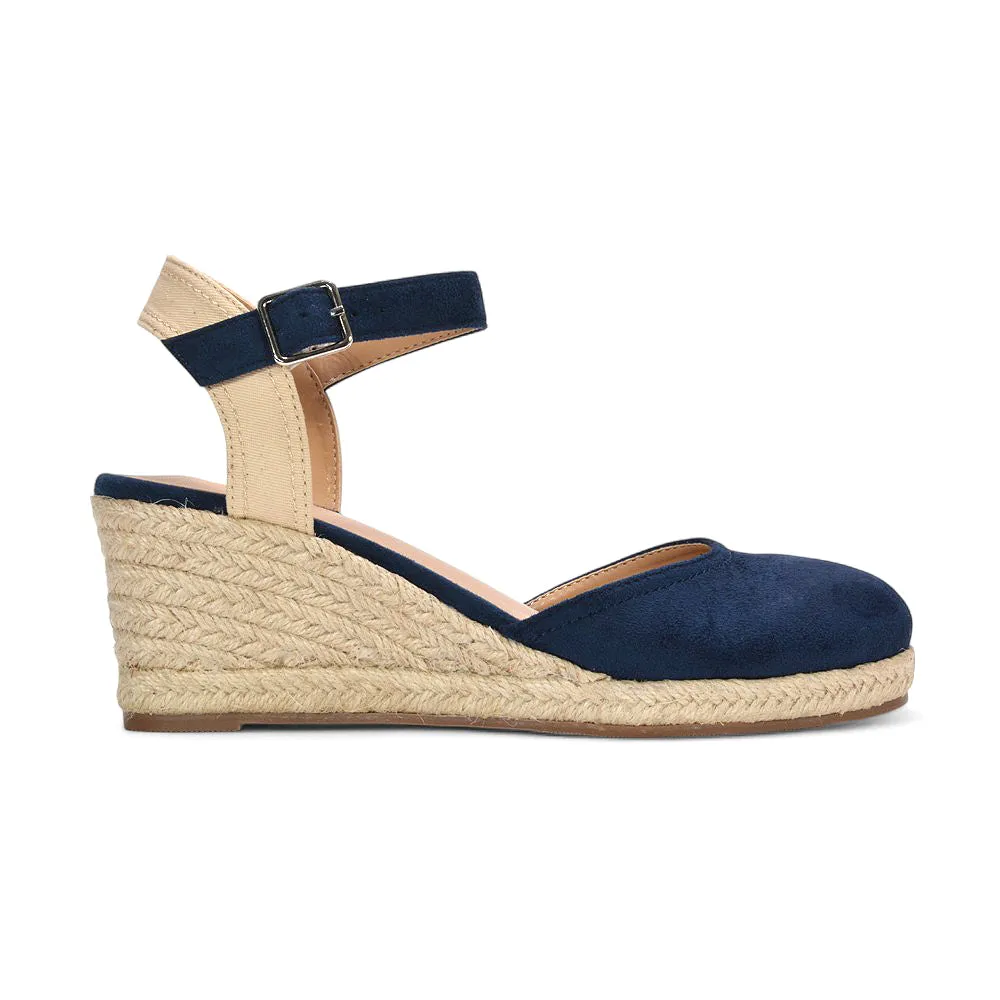 Zoey Closed Toe Strappy Wedge Heel Espadrille Sandals in Navy sold by XYlondon product image thumbnail 2