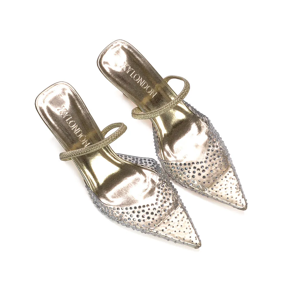 Nina Slingback Point Toe Stiletto High Heel Sparkly Party Shoes in Gold Metallic sold by XYlondon product image thumbnail 2