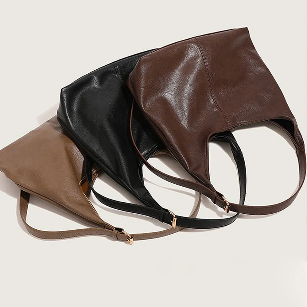 Sarah Women's Slouchy Bag With Adjustable Buckle Shoulder Strap in Tan sold by XYlondon product image thumbnail 2