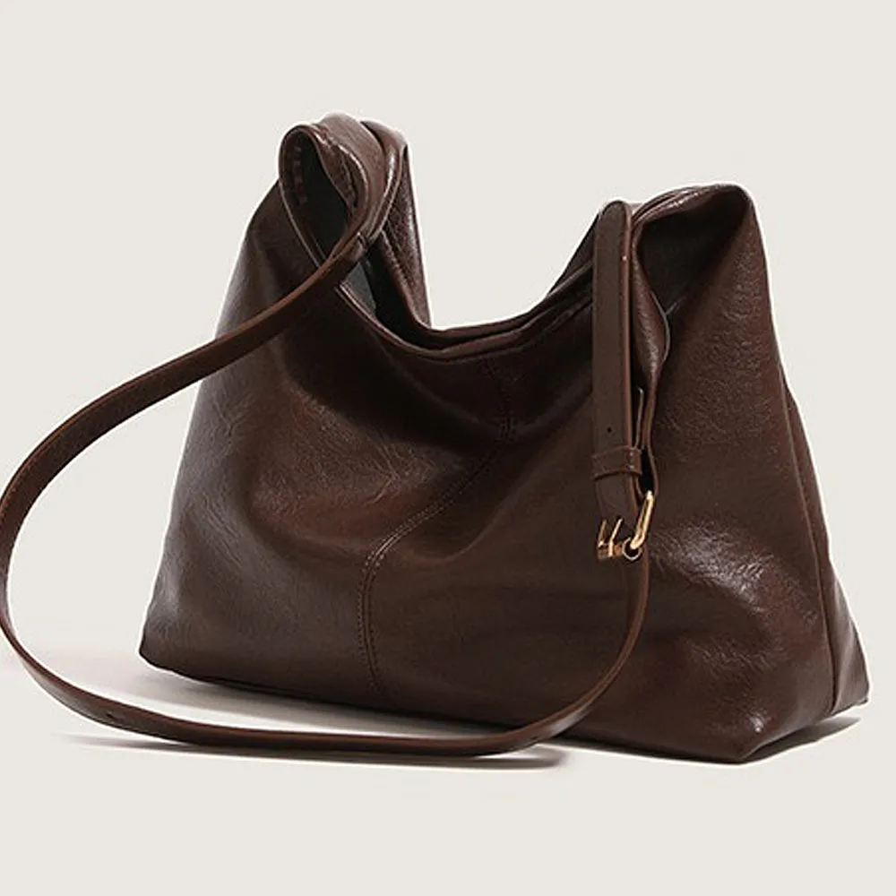 Sarah Women's Slouchy Bag With Adjustable Buckle Shoulder Strap in Tan sold by XYlondon product image thumbnail 4