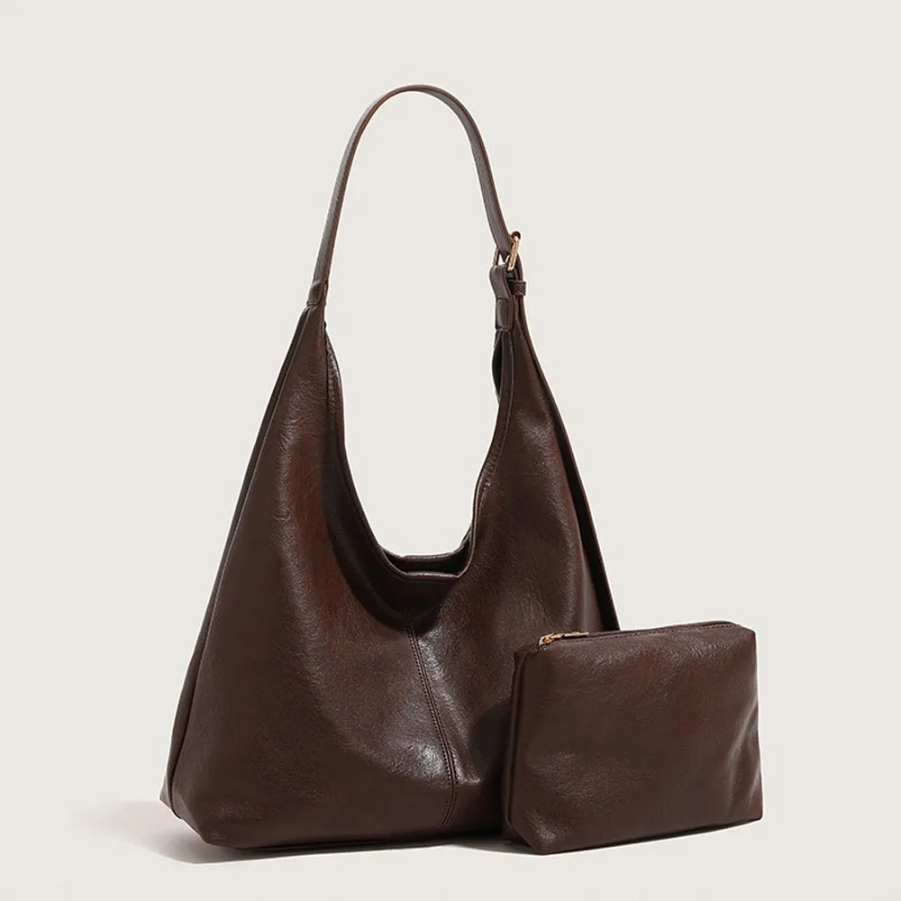 Sarah Women's Slouchy Bag With Adjustable Buckle Shoulder Strap in Brown sold by XYlondon product image thumbnail 5