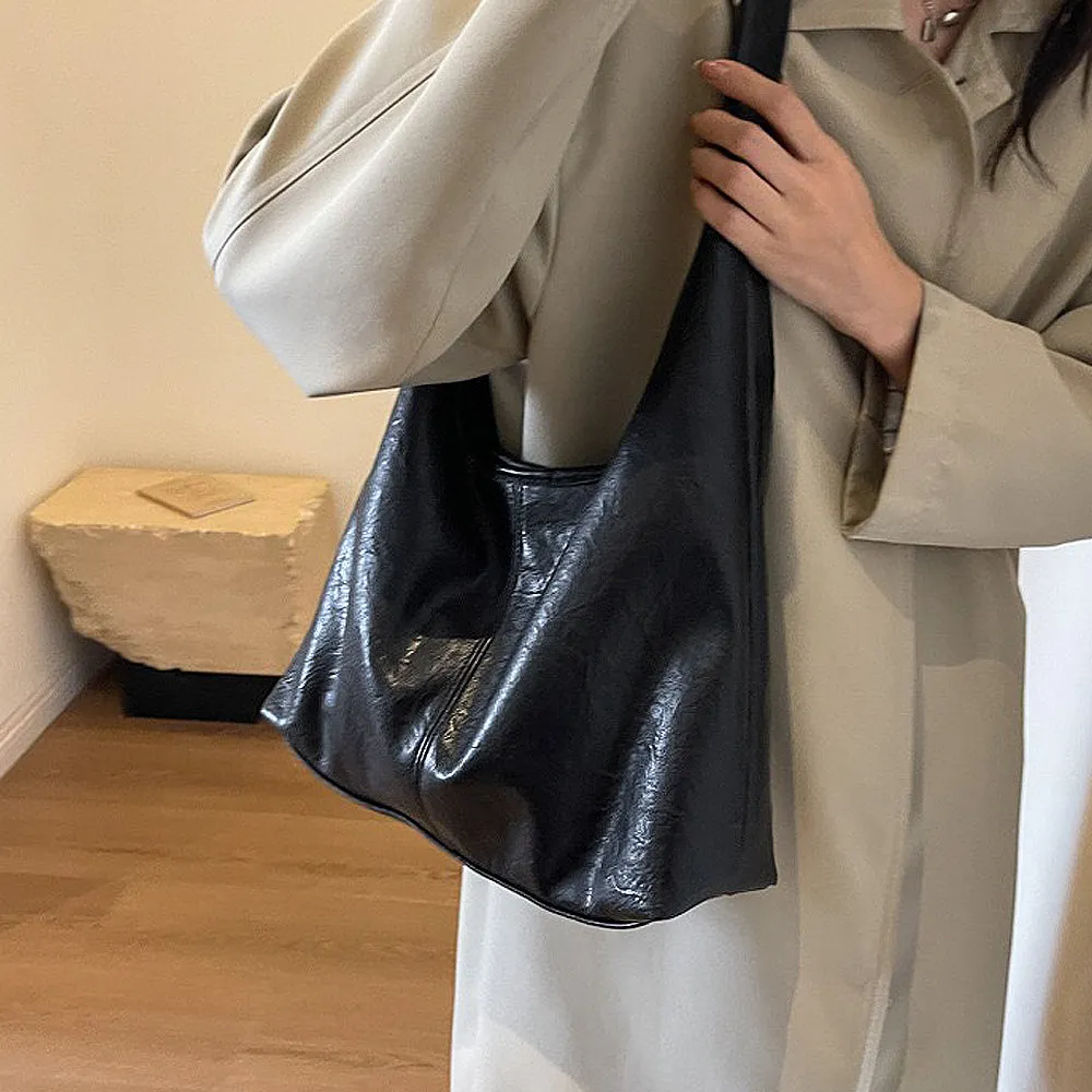 Athena Large Slouchy Shoulder Bag With Magnetic Clasp in Brown sold by XYlondon product image thumbnail 4